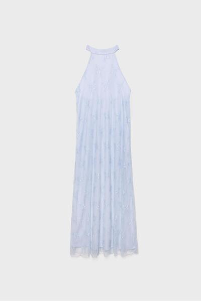 Stradivarius Lace halter neck midi dress