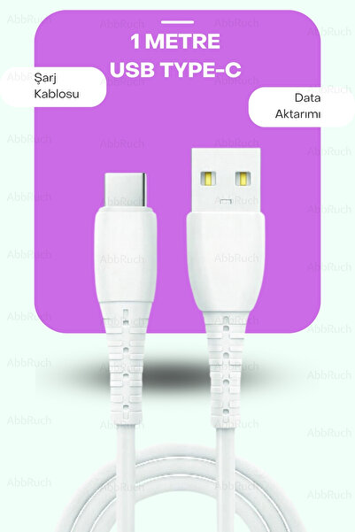 Abbruch 1 Metre 3 Amper Type-C Şarj & Data Kablosu – Gücü Hızla Buluşturan Ak...