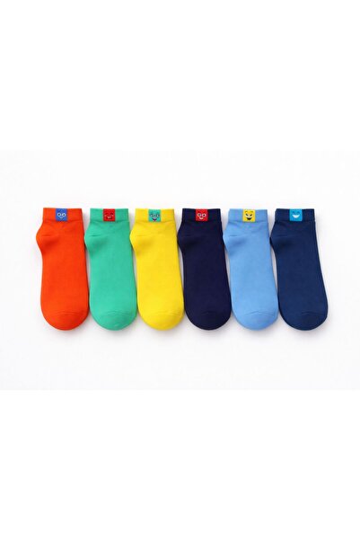 SOLDE SOCKS 6’lı Çocuk Pamuklu Çorap – Renkli Emoji Desenli, Kaliteli
