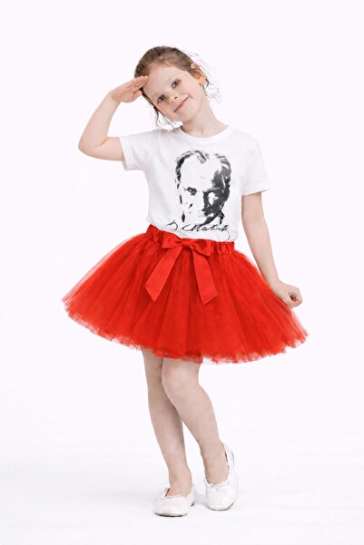 Kuraff Giyim 23 April 29 October Girls' Festival Summary Tutu Skirt and T-Shirt