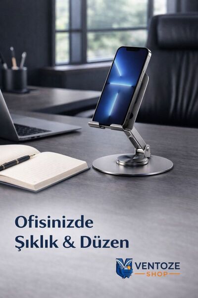 Ventoze 360° Dönebilir Alüminyum Masaüstü Telefon Tablet Standı | Full Metal ...