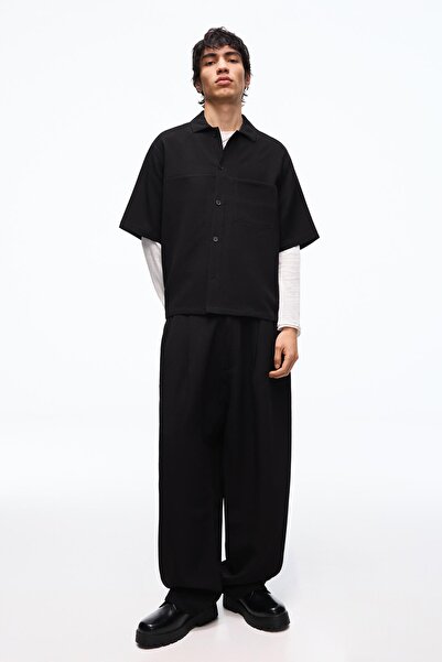 Bershka Kısa kollu boxy fit tailored fit gömlek