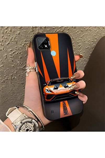 Hontinga حافظة صلبة رفيعة مضادة للسقوط بنمط لامبو متوافقة مع هاتف Realme C21