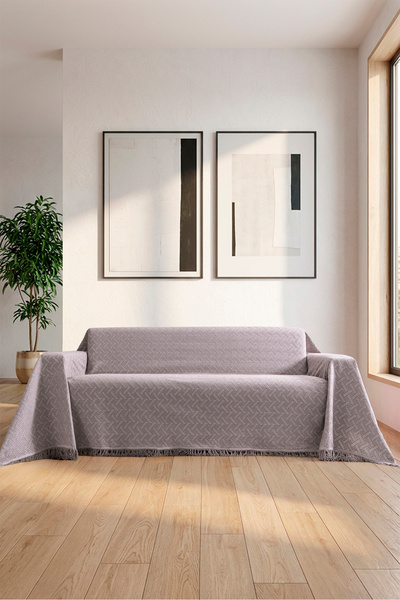 rellhome Cotton Sofa Cover with Fringes | Multi-Purpose Cover | Sofa Shawl | ...