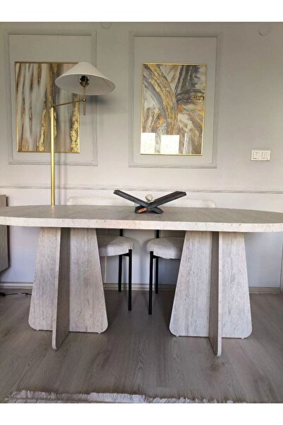 SHOOVVEL Luxe Bohem Oval Salon Mutfak Masası Oval Yemek Masası 90x165 cm | İs...