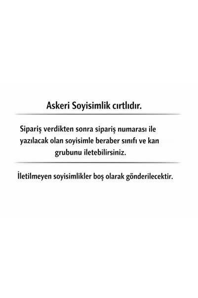 Ö ÖZMERT ASKERİ MALZEME Kamuflaj İsimlik Piyade Cırtlı Arh (+)