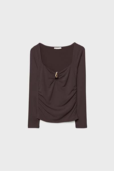 Stradivarius Long sleeve T-shirt with metal buckle
