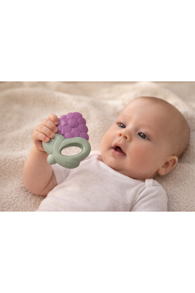 Bebelul Zornaitoare Bebe Zmeura Violeta cu maner ergonomic, 3 luni+