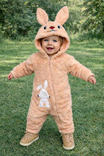 Chicsy Baby Hooded Baby Rompers with Plush Rabbit Figure