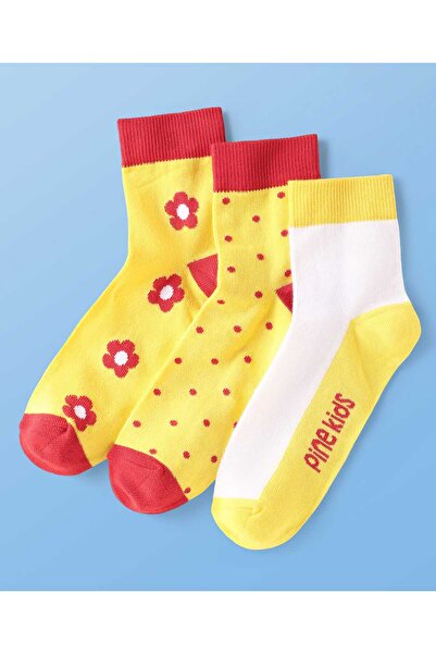 Pine kids Cotton Knit Ankle Length Socks With Floral & Polka Dots Design Pack...