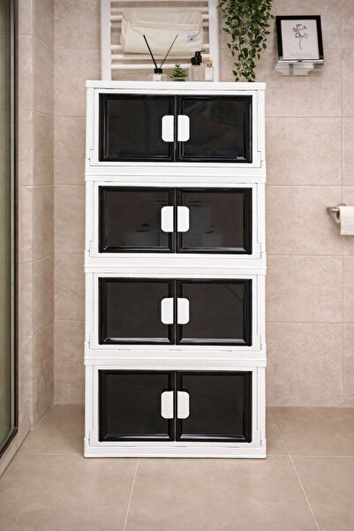 Funny Life 4 Katlı Tekerlekli Katlanır Çok Amaçlı Portatif Dolap Organizer - ...