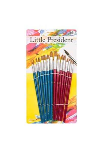 Little President Flat Tip Painting Brush Set - 16 pcs
