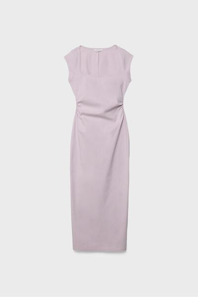 Stradivarius Gathered midi dress