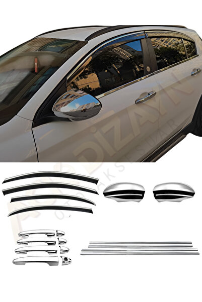 ACK Dizayn FİAT EGEA 4'LÜ PREMİUM SET (KROM CAM RÜZGARLIĞI-KROM AYNA KAPAĞI-C...