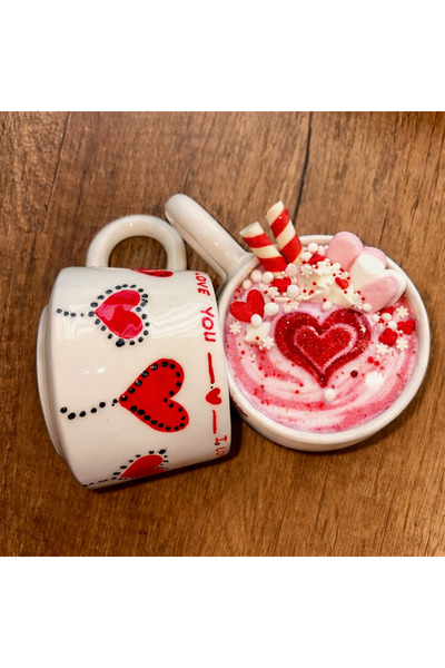 MUGUSA HEDİYELİK EL YAPIMI SERAMİK SEVGİLİLER GÜNÜ LOVE KUPA