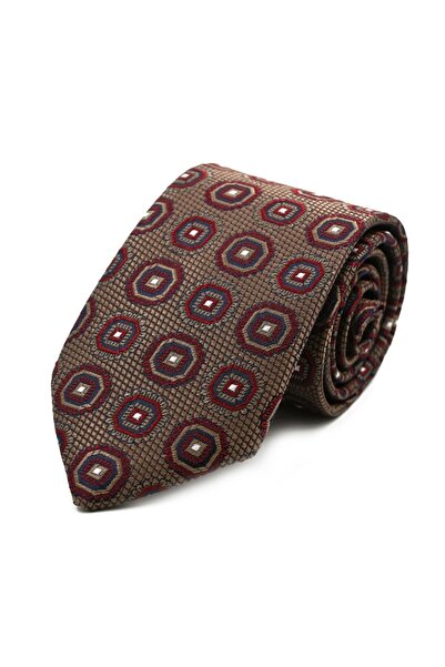 Sade Kravat ربطة عنق بنمط خاص باللون الأبيض العنابي والبني الحليبي 32076 بني ...