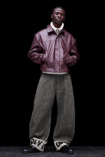 Bershka Baskılı barrel fit paçalı pantolon