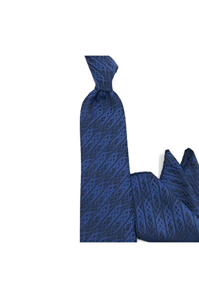 Sade Kravat ربطة عنق زرقاء داكنة منقوشة بشكل خاص 31739 أزرق