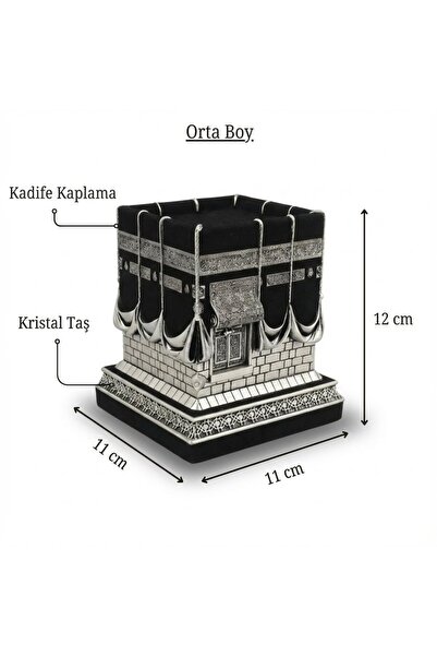 FAIR HOME Kadife Kaplamalı Kristal Taşlı Gümüş Renk Kabe Polyester Biblo - Or...