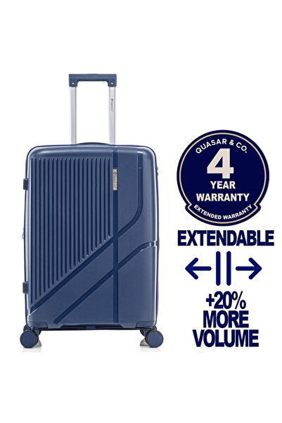 Quasar & Co. Medium expandable trolley 68x45x26-31cm, checked luggage, zipped...