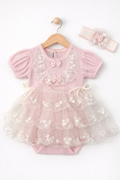Kardeşler Bebe Tutu Skirt and Lace Baby Girl Bodysuit Set (with Headband)