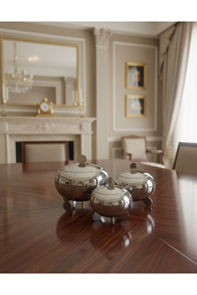 Mikasa Moor PİRİNÇ GÜMÜŞ 3'LÜ KÜÇÜK-ORTA-BÜYÜK KAPAKLI ŞEKERLİK