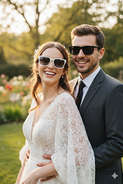 Kinary Wedding Glasses Set - Black & White for Bride and Groom - Wedding Acce...