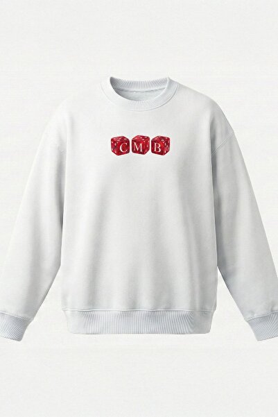 COMBİNE MİCHAİL Men's Zar Printed Oversized Ecru Sweatshirt