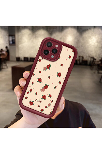 Hontinga غطاء هاتف من السيليكون مقاوم للصدمات بلون وردي داكن متوافق مع آيفون ...