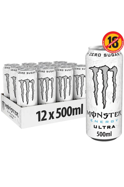 MONSTER ULTRA ALB, FĂRĂ ZAHĂR, 500 ML x 12 BUCĂȚI, CUTIE