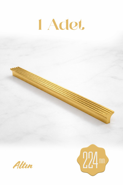 Badem10 Mâner de sertar Foça cu dungi aurii, 224 mm, mâner modern din metal p...