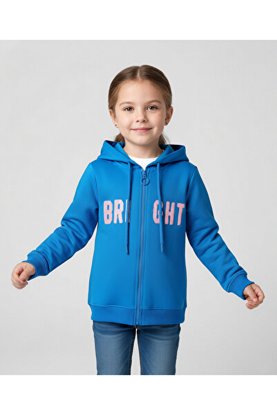 Pine kids Cotton Hooded SweatJacket with Sequin Detailing - Blue
