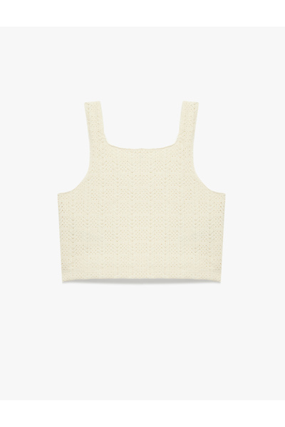 Koton Памучен кроп топ с U-образно деколте и без презрамки, изработен на една...