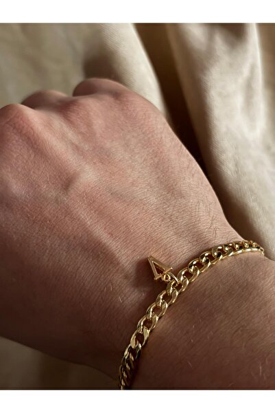 bijoux uniques سوار ذهبي من الفولاذ على شكل حرف V
