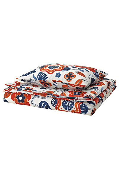 IKEA KANONVISKA Pillowcase + Pillow Cover, White Multicolor/Floral Pattern, 1...