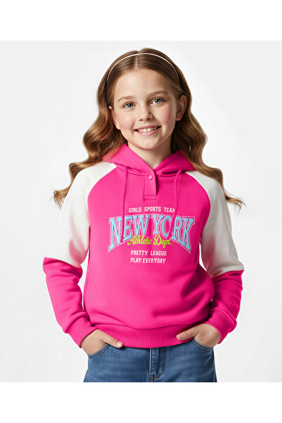 Pine kids Cotton Text Printed Hooded Hoodie - Dark Pink