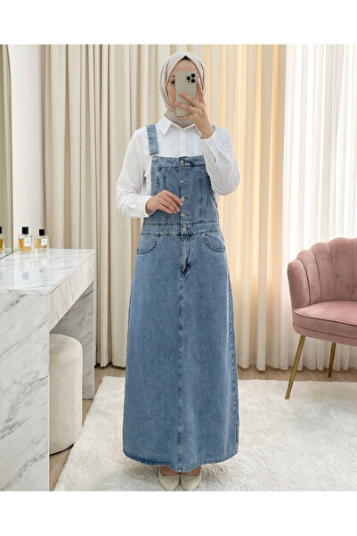 HİJABAYA Τζιν σαλοπέτα με τσέπες και μισά κουμπιά