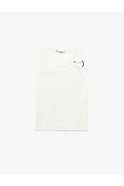 Koton Asymmetric Collar Sleeveless Blouse with Metal Accessories