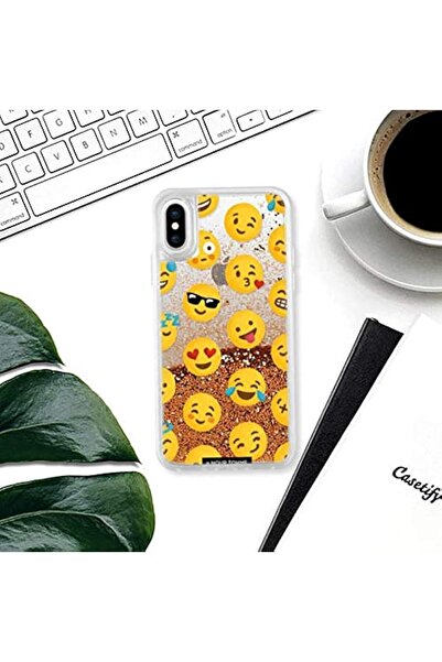 Casetify Glitter Case Rose Gold Emoji Love for iPhone X