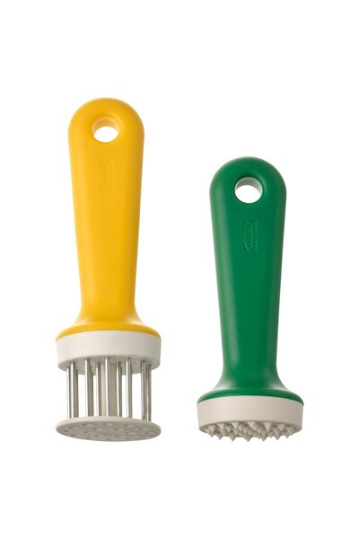 IKEA Set de fragezire a cărnii UPPFYLLD, 2 piese, verde neon/galben