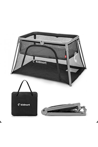 Kidnort Patut de calatorie 2 in 1 pentru copii Bleke Black, pliabil si portab...