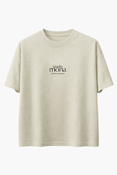 Amia&Co. Tricou de damă, 100% bumbac, bej, imprimat, cu mânecă scurtă și deco...