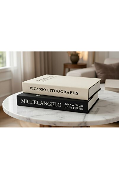 BGV HOME Fabric Decorative Book Box Set of 2 (Michelangelo Picasso)