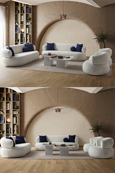 Eymense Roma Koltuk Takımı 3+3+1+1 Beyaz