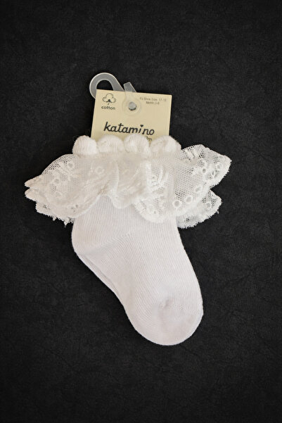 Katamino Baby Dantelli Kız Bebek Çorabı