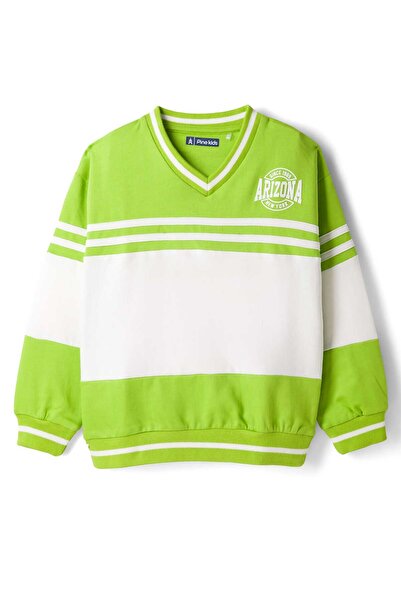 Pine kids Cotton Arizona Printed Sweatshirt - Light Green & White