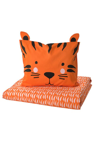 IKEA NATTHÄGER Pillowcase + Pillow Cover, Orange/Tiger, 150 x 200/50 x 60 cm