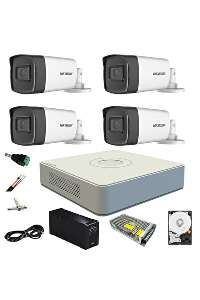 Hikvision Video Surveillance System with UPS 4 Cameras Outdoor 5MP Turbo HD