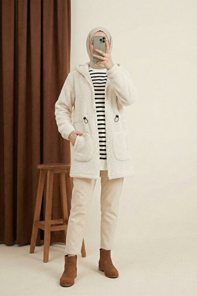 MODAQU Zippered Plush with Elastic Waist - Beige