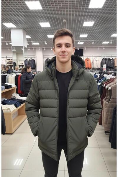 PIQUE Чоловічий куртка Водовідштовхувальний знімний капюшон HAKİ